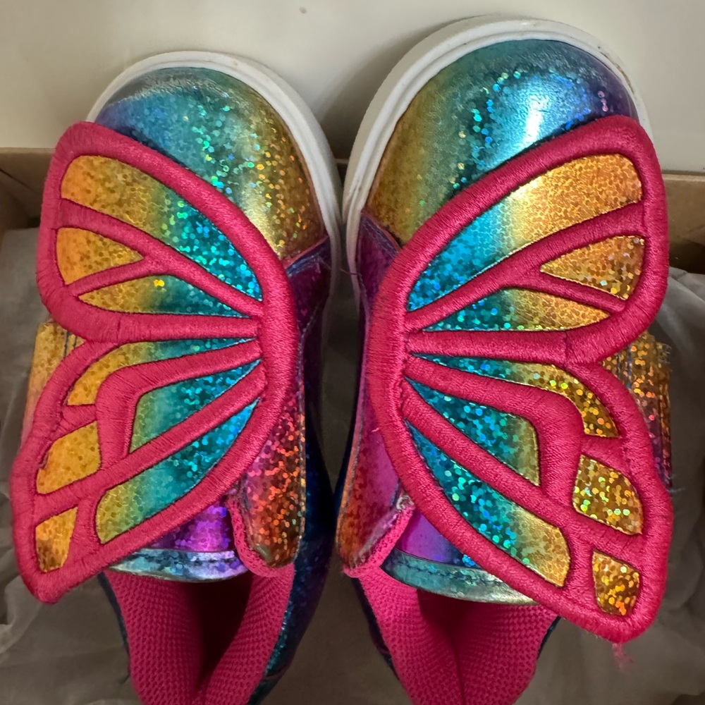 Sophia Webster Pink and Blue Butterfly Sneakers